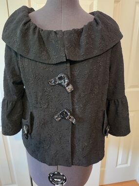 Azelhazel Black Textured Toggle Pea Coat